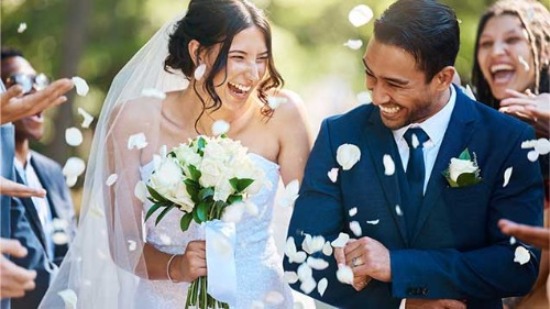 happy wedding couple