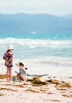 Kids playing on a beach