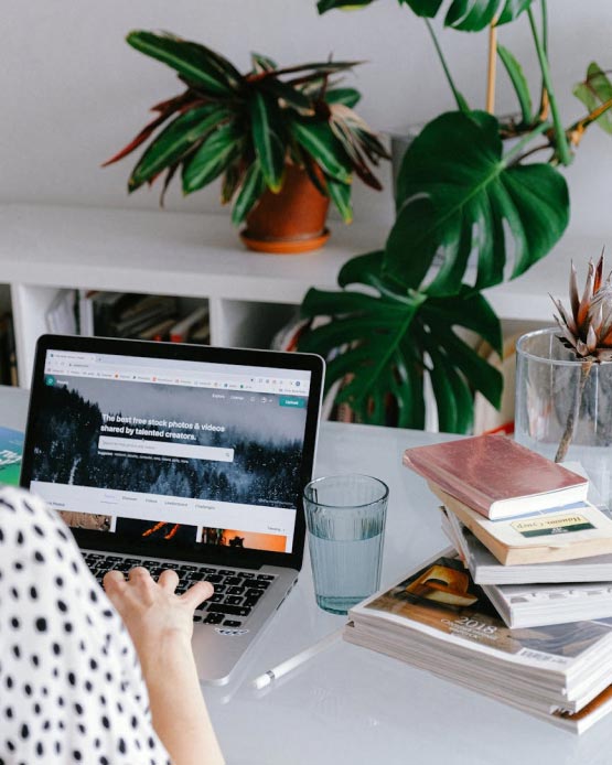 A lady at work in her office