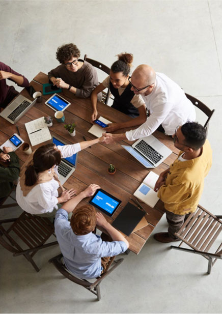 A company team in a meeting