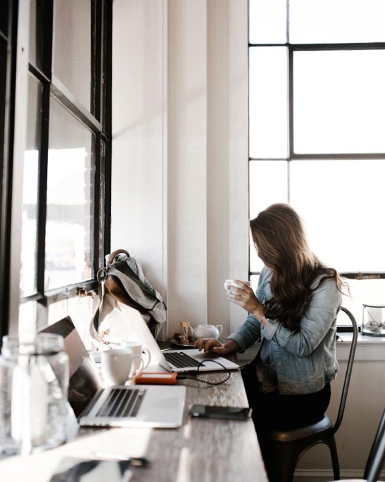 A lady working in her office
