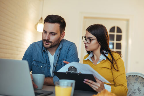 couple looking at computer